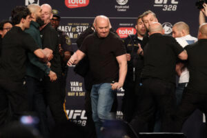 Khamzat Chimaev and Sean Strickland Clash Before UFC 328 Showdown
