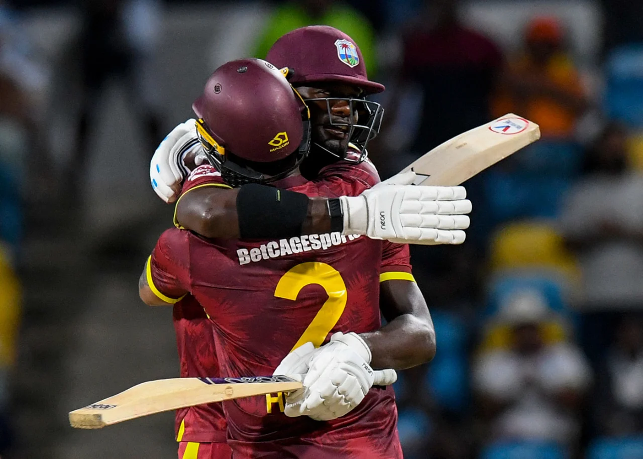 Hetmyer and Rutherford Guide West Indies Through Tense Chase